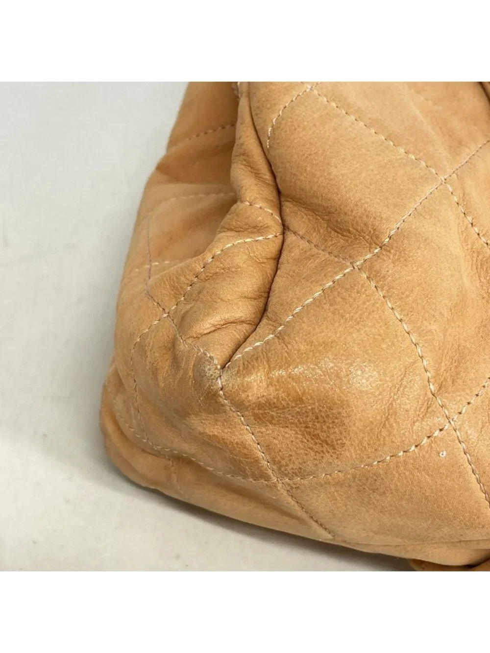 Chanel Shoulder Bag Quilted Leather Orange Gold